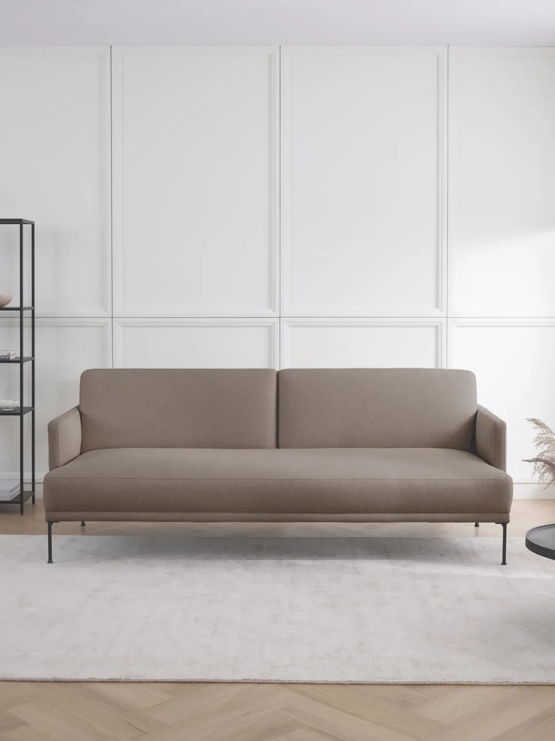 Sofás Cama|Sofás>Westwing Collection Sofá cama Fluente (3 plazas) Tejido taupe