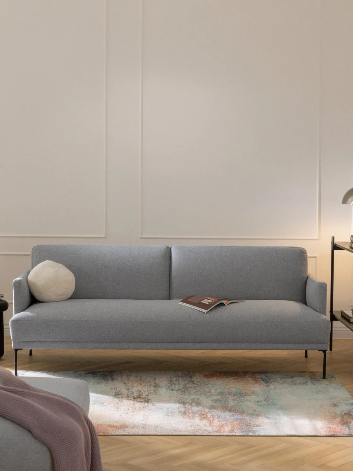 Sofás Cama|Sofás>Westwing Collection Sofá cama Fluente (3 plazas) Tejido gris