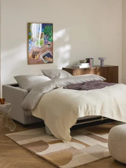 Sofás Cama|Sofás>Westwing Collection Sofá cama Morgan (2 plazas), con colchón Tejido jaspeado greige