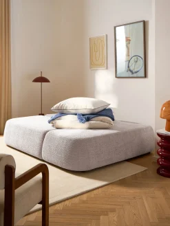 Outlet Sofá cama rinconera de borreguillo con espacio de almacenamiento Pao Sofás Cama|Sofás