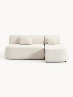 Sofás Cama|Sofás>Westwing Collection Sofá cama rinconera de borreguillo con espacio de almacenamiento Pao Borreguillo bouclé blanco Off White