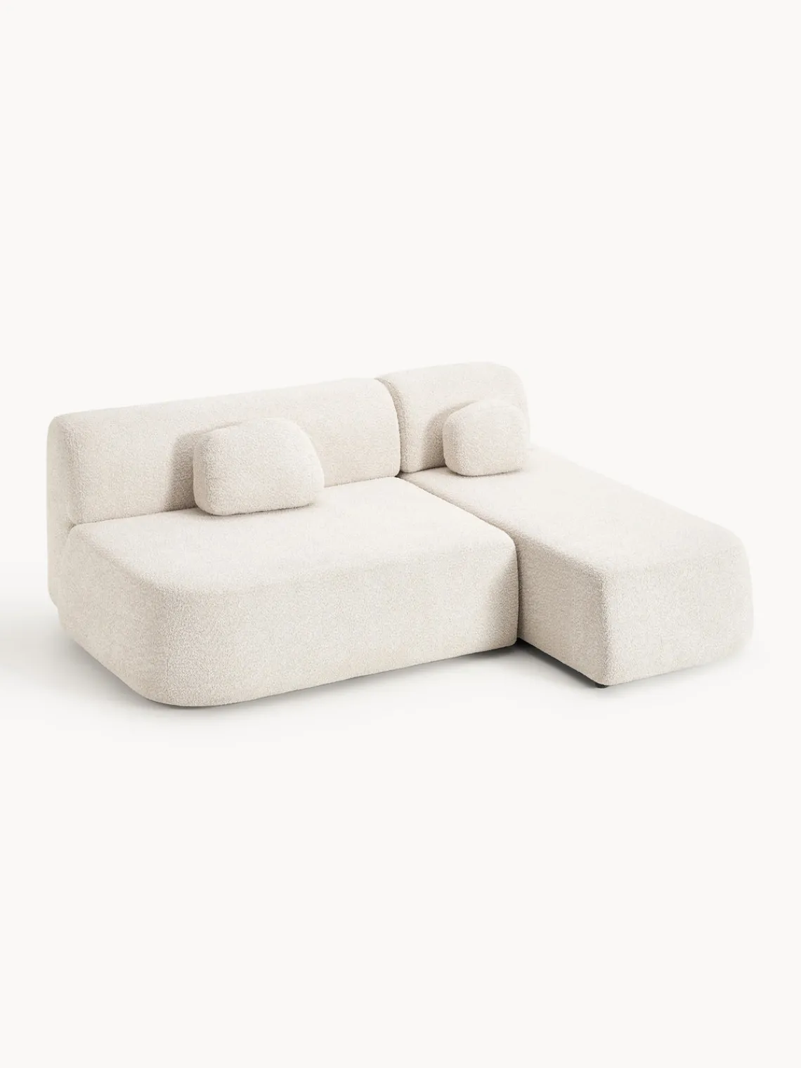 Sofás Cama|Sofás>Westwing Collection Sofá cama rinconera de borreguillo con espacio de almacenamiento Pao Borreguillo bouclé blanco Off White