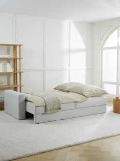 Sofás Cama|Sofás>Westwing Collection Sofá cama Tasha (3 plazas), con espacio de almacenamiento Tejido jaspeado gris claro