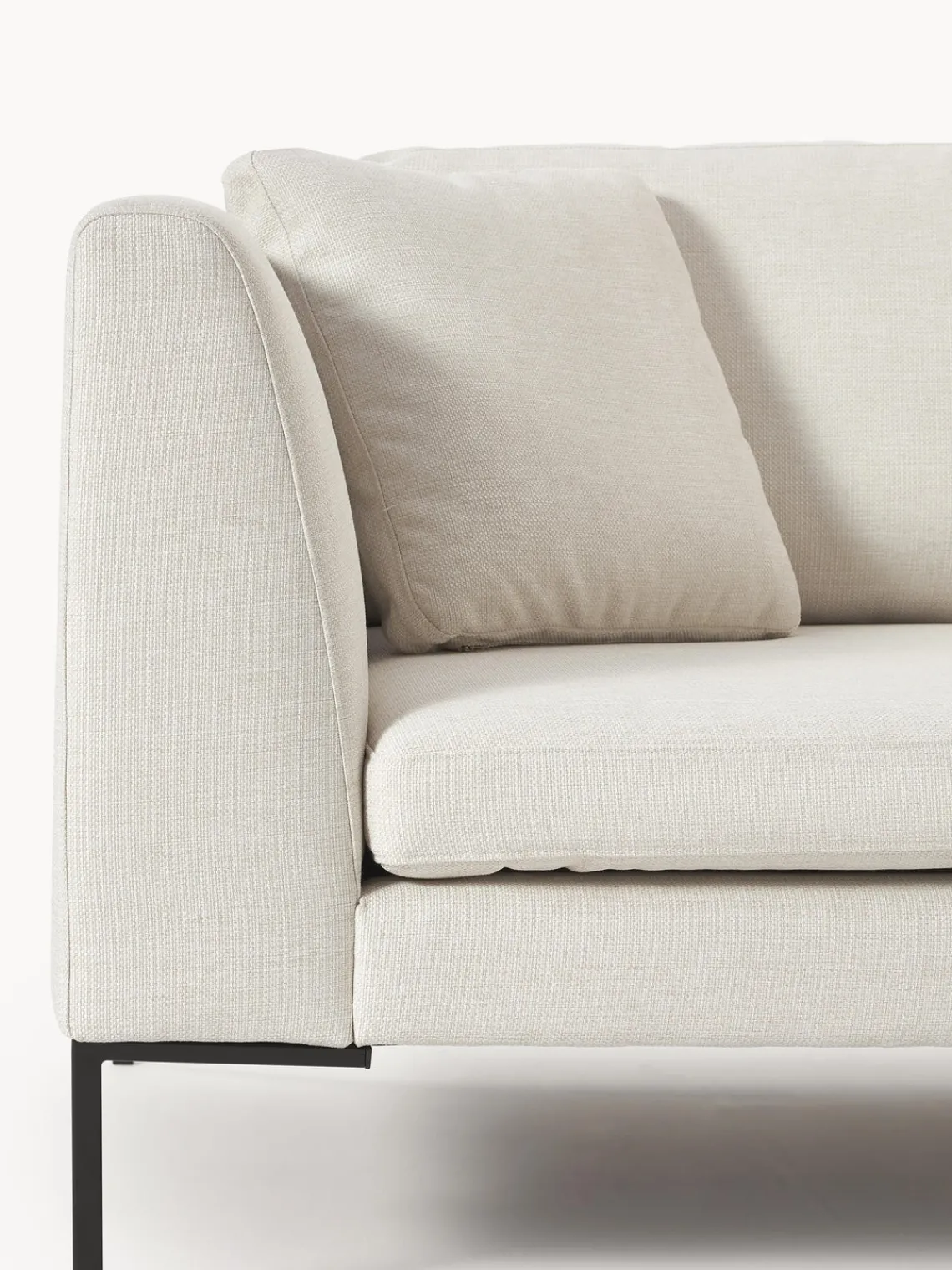 Sofás 3 Plazas|Sofás>Westwing Collection Sofá con patas de metal Emma (3 plazas) Tejido Off White