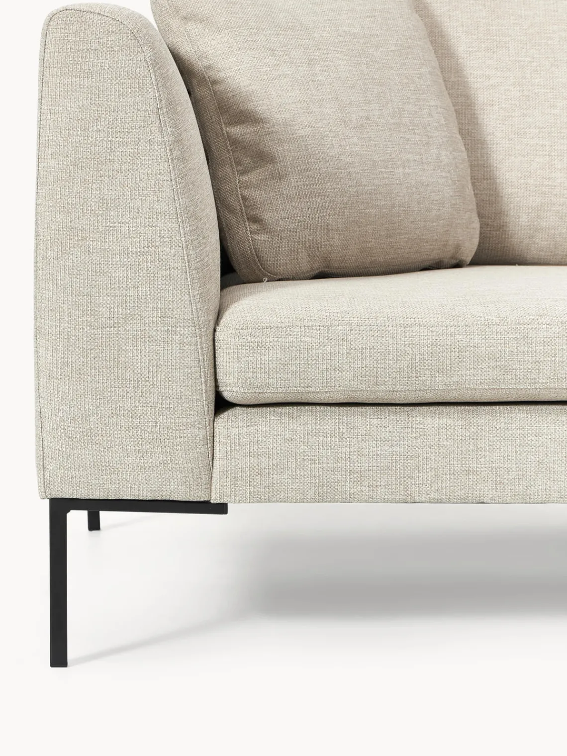 Sofás 3 Plazas|Sofás>Westwing Collection Sofá con patas de metal Emma (3 plazas) Tejido beige claro