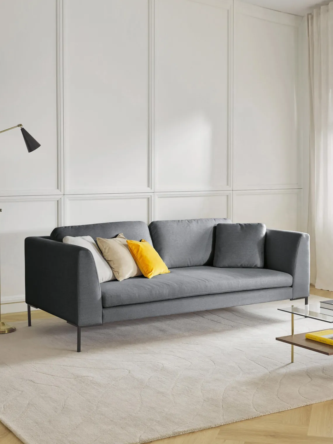 Hot Sofá con patas de metal Emma (3 plazas) Sofás 3 Plazas|Sofás