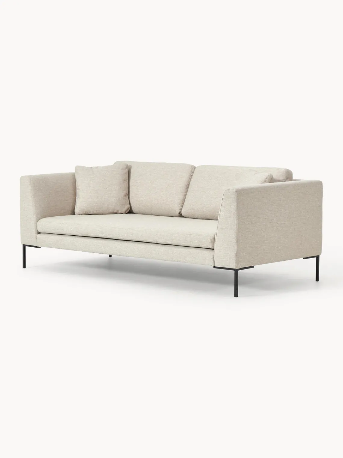 Sofás 3 Plazas|Sofás>Westwing Collection Sofá con patas de metal Emma (3 plazas) Tejido beige claro