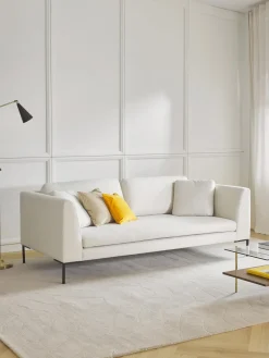 Sofás 3 Plazas|Sofás>Westwing Collection Sofá con patas de metal Emma (3 plazas) Tejido Off White