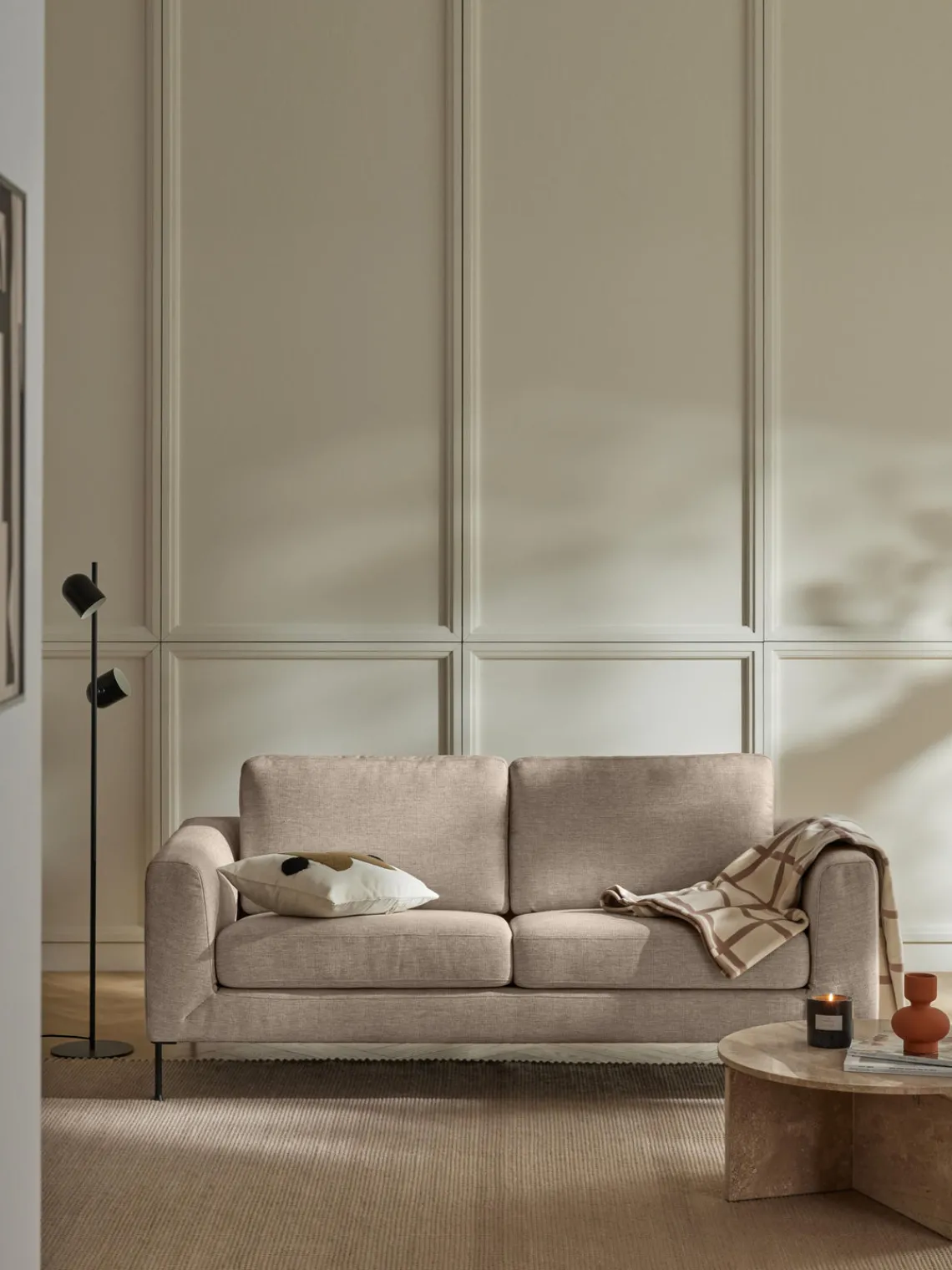 Sofás 3 Plazas|Sofás>Westwing Collection Sofá Cucita (3 plazas) Tejido grueso beige