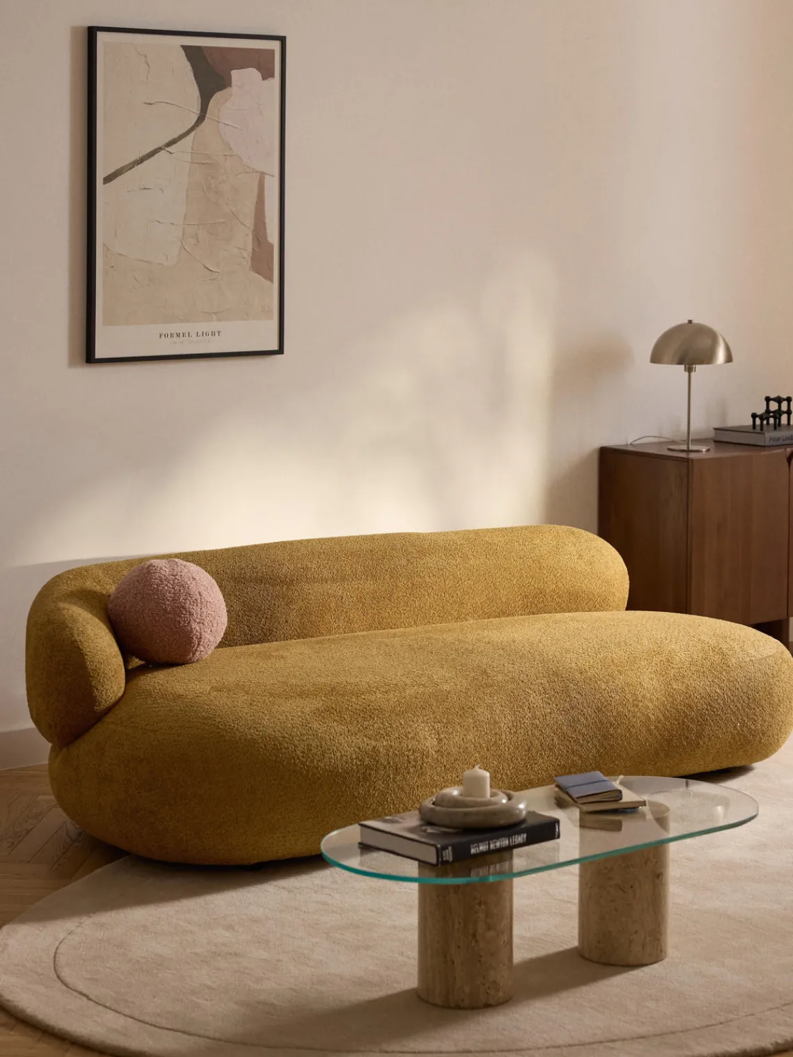 Sofá de borreguillo bouclé Alba (3 plazas) Sofás 3 Plazas|Sofás