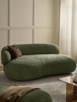 Sofás 2 Plazas|Sofás>Westwing Collection Sofá de borreguillo bouclé Alba (2 plazas) Borreguillo bouclé verde oscuro