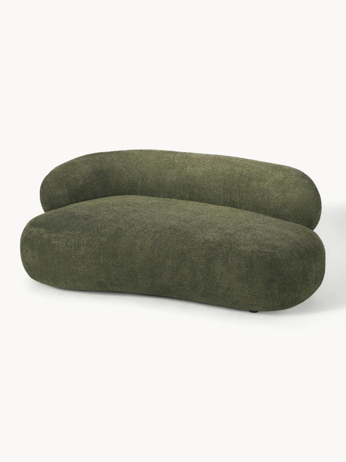 Sofás 2 Plazas|Sofás>Westwing Collection Sofá de borreguillo bouclé Alba (2 plazas) Borreguillo bouclé verde oscuro