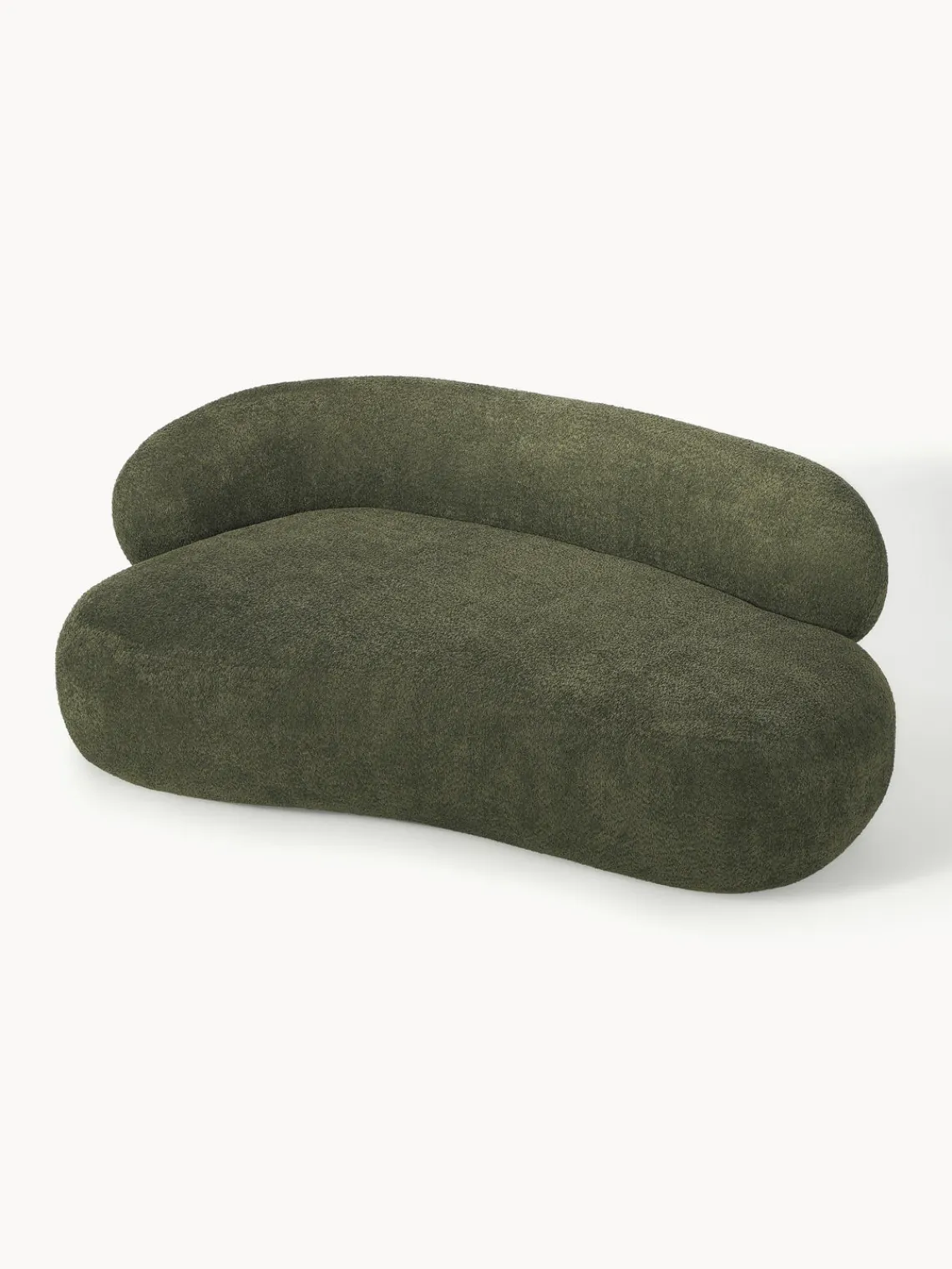 Sofás 2 Plazas|Sofás>Westwing Collection Sofá de borreguillo bouclé Alba (2 plazas) Borreguillo bouclé verde oscuro