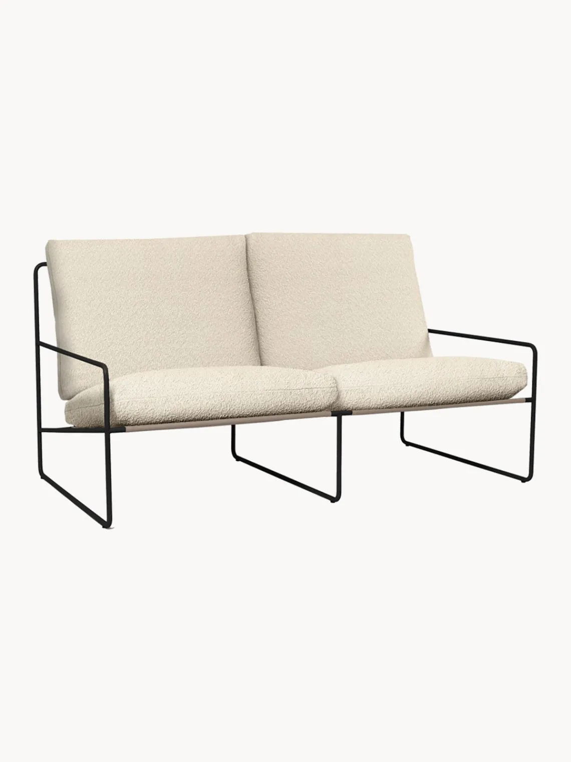 Sofás De Exterior|Sofás De Exterior>Ferm Living Sofá de jardín en tejido bouclé Desert (2 plazas) Bouclé blanco Off White, negro