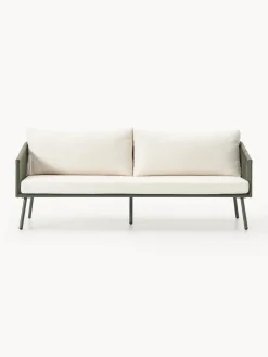 Sofás De Exterior|Sofás De Exterior>Westwing Collection Sofá de jardín Malo (3 plazas) Blanco Off White, verde oliva