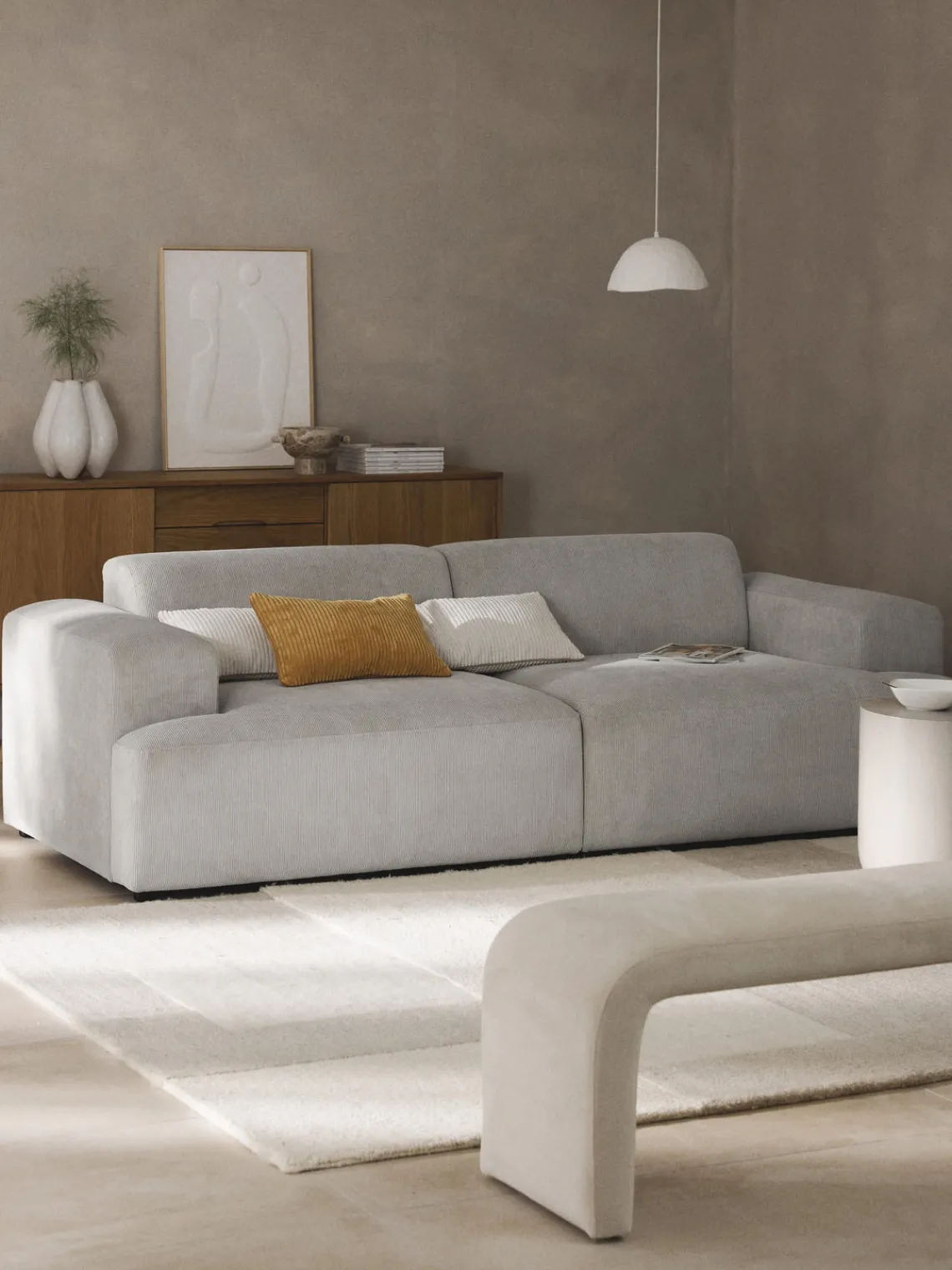 Sofás 3 Plazas|Sofás>Westwing Collection Sofá de pana Melva (3 plazas) Pana gris