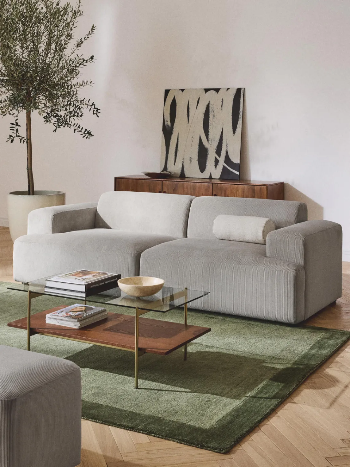 Sofás 2 Plazas|Sofás>Westwing Collection Sofá de pana Melva (2 plazas) Pana gris