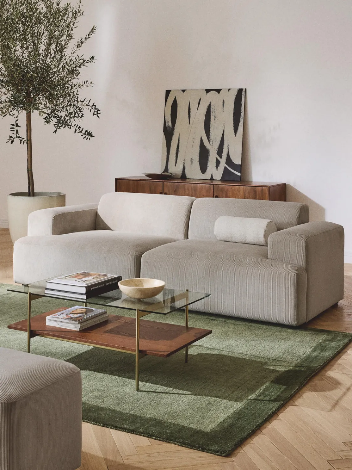 Sofás 2 Plazas|Sofás>Westwing Collection Sofá de pana Melva (2 plazas) Pana beige claro