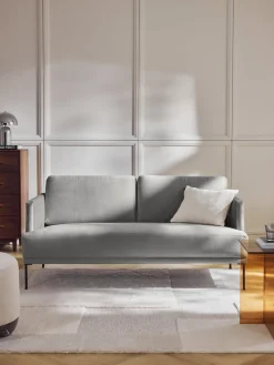 Sofás 2 Plazas|Sofás>Westwing Collection Sofá de terciopelo Fluente (2 plazas) Terciopelo gris