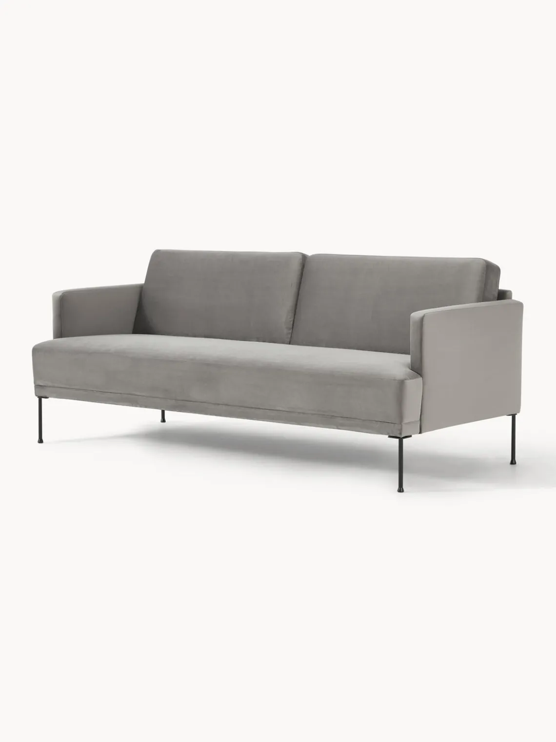 Sofás 3 Plazas|Sofás>Westwing Collection Sofá de terciopelo Fluente (3 plazas) Terciopelo gris