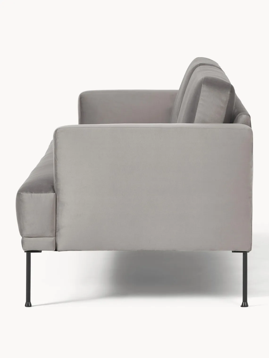 Sofás 3 Plazas|Sofás>Westwing Collection Sofá de terciopelo Fluente (3 plazas) Terciopelo gris