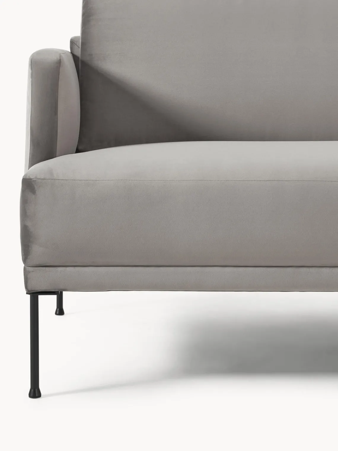 Sofás 3 Plazas|Sofás>Westwing Collection Sofá de terciopelo Fluente (3 plazas) Terciopelo gris