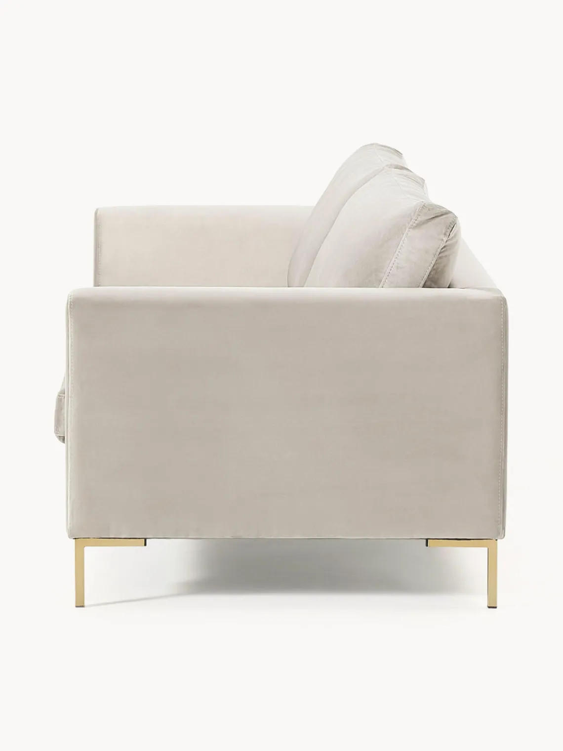 Sofás 3 Plazas|Sofás>Westwing Collection Sofá de terciopelo Luna (3 plazas) Terciopelo greige