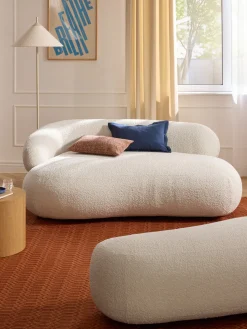 Sofás 2 Plazas|Sofás>Westwing Collection Sofá en tejido bouclé Alba (2 plazas) Bouclé blanco Off White