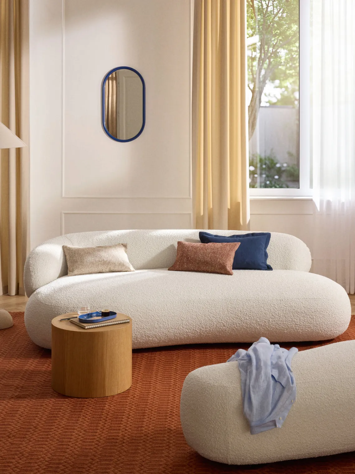 Sofás 3 Plazas|Sofás>Westwing Collection Sofá en tejido bouclé Alba (3 plazas) Bouclé blanco Off White