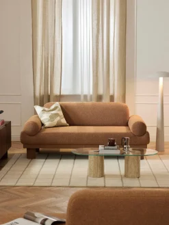 Sofás 2 Plazas|Sofás>Westwing Collection Sofá en tejido bouclé Lilo (2 plazas) Bouclé marrón claro