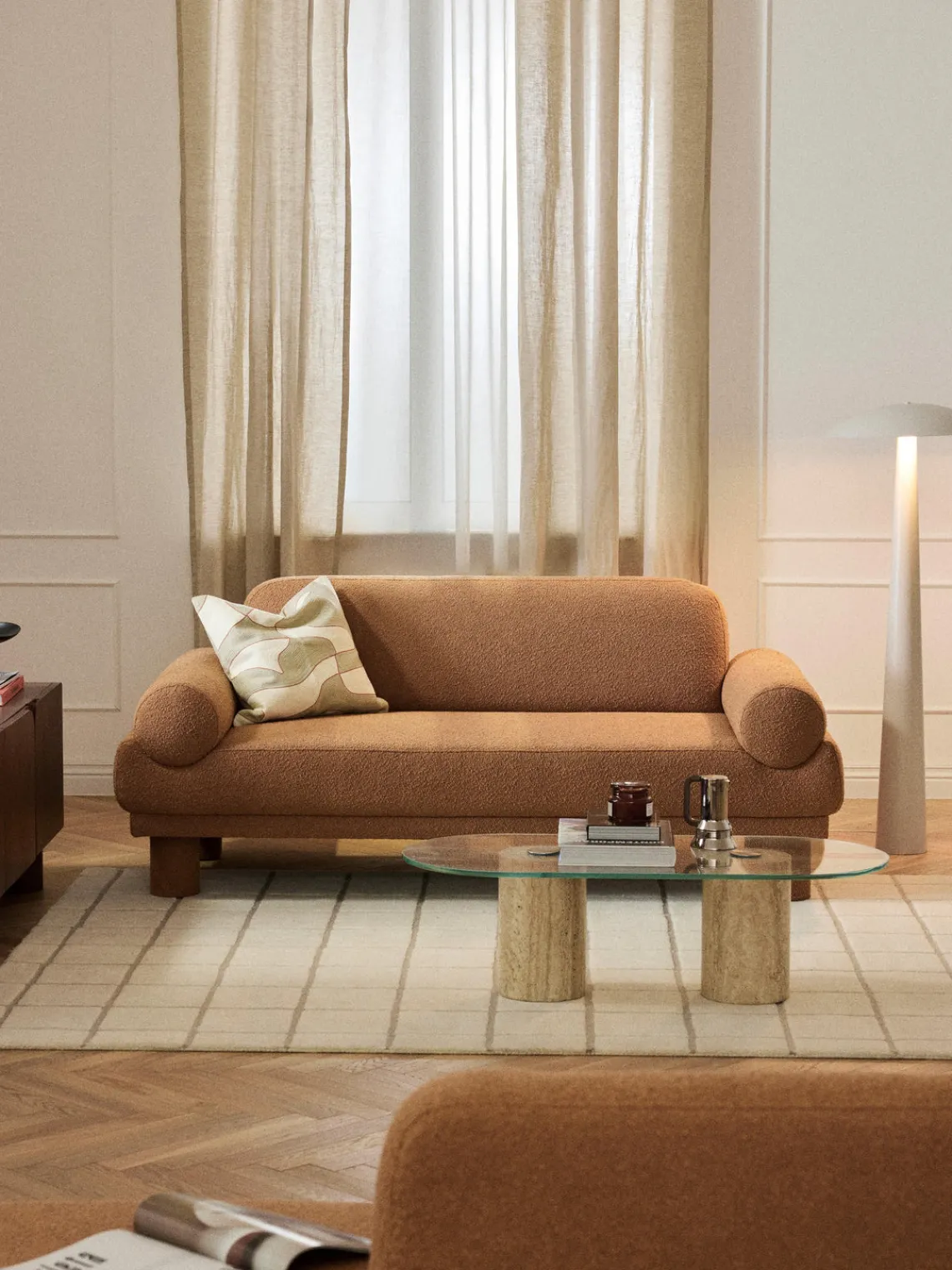 Sofás 2 Plazas|Sofás>Westwing Collection Sofá en tejido bouclé Lilo (2 plazas) Bouclé marrón claro