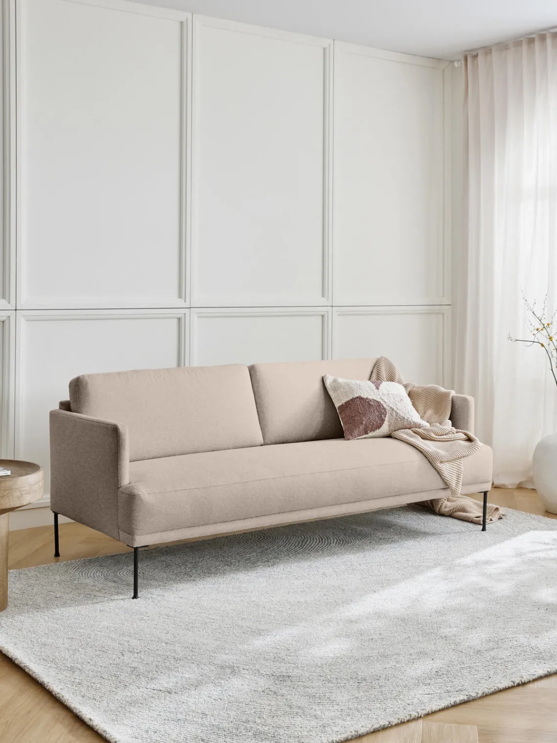 Sofás 3 Plazas|Sofás>Westwing Collection Sofá Fluente (3 plazas) Tejido beige