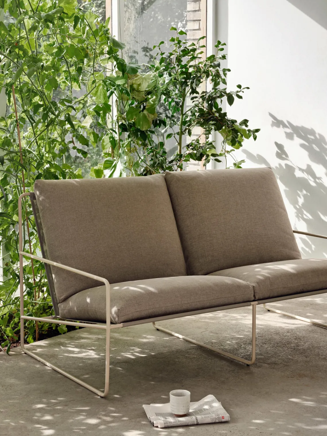 Sofás De Exterior|Sofás De Exterior>Ferm Living Sofá lounge para exterior Desert (2 plazas) Tejido greige, blanco crema