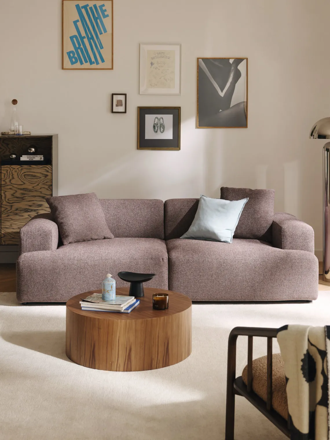 Sofás 3 Plazas|Sofás>Westwing Collection Sofá Melva (3 plazas) Tejido rosa palo