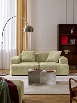 Sofás 2 Plazas|Sofás>Westwing Collection Sofá Melva (2 plazas) Tejido verde claro