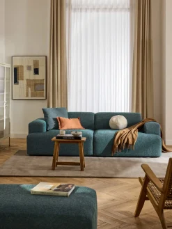 Sofás 3 Plazas|Sofás>Westwing Collection Sofá Melva (3 plazas) Tejido verde turquesa