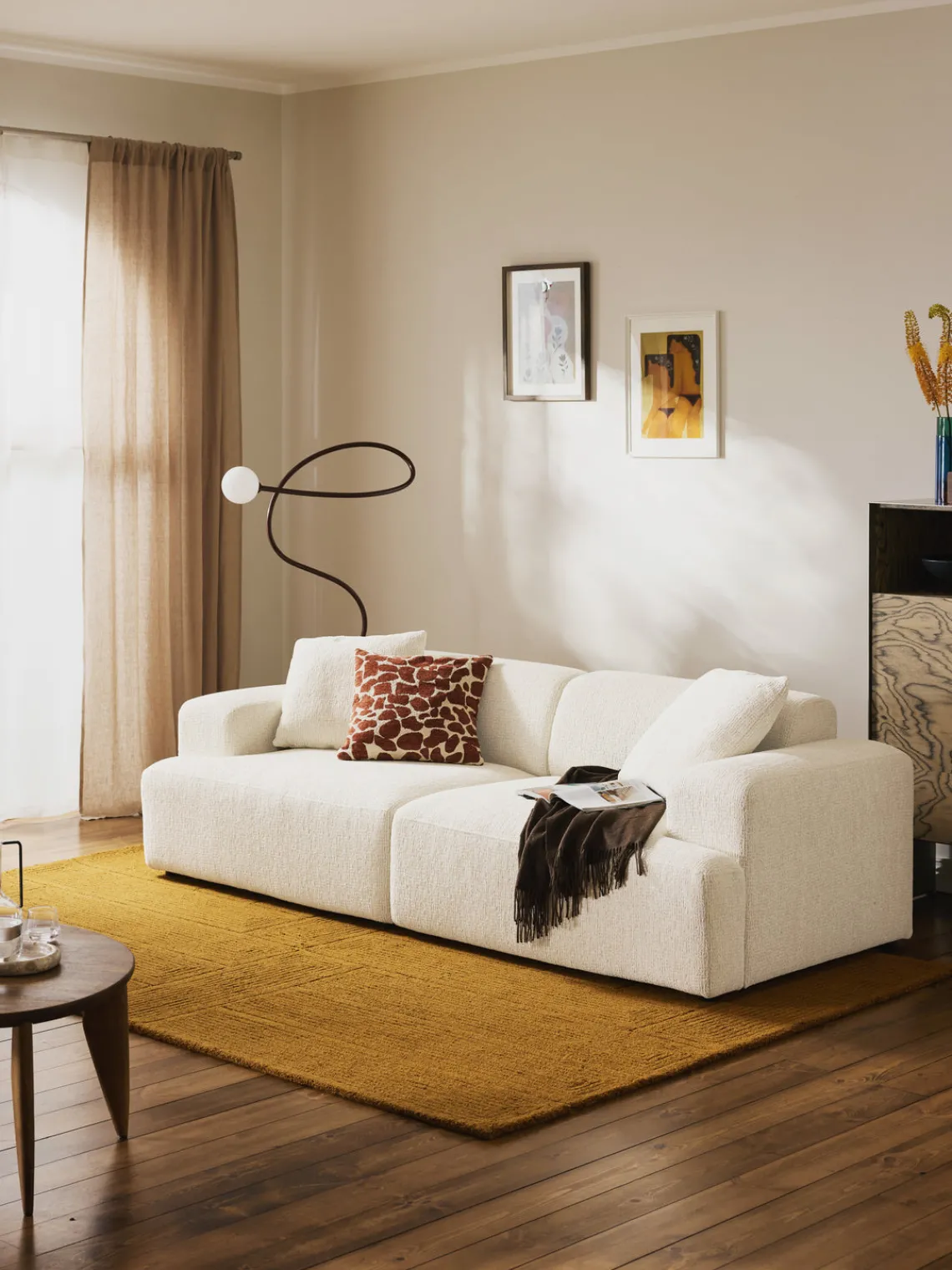 Sofás 3 Plazas|Sofás>Westwing Collection Sofá Melva (3 plazas) Chenilla Off White