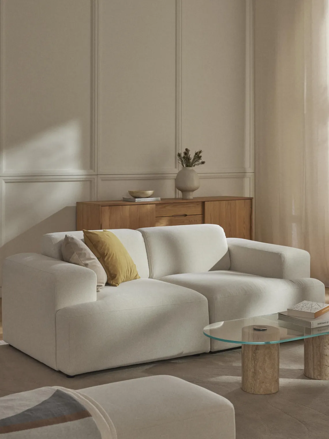 Sofás 2 Plazas|Sofás>Westwing Collection Sofá Melva (2 plazas) Tejido blanco Off White