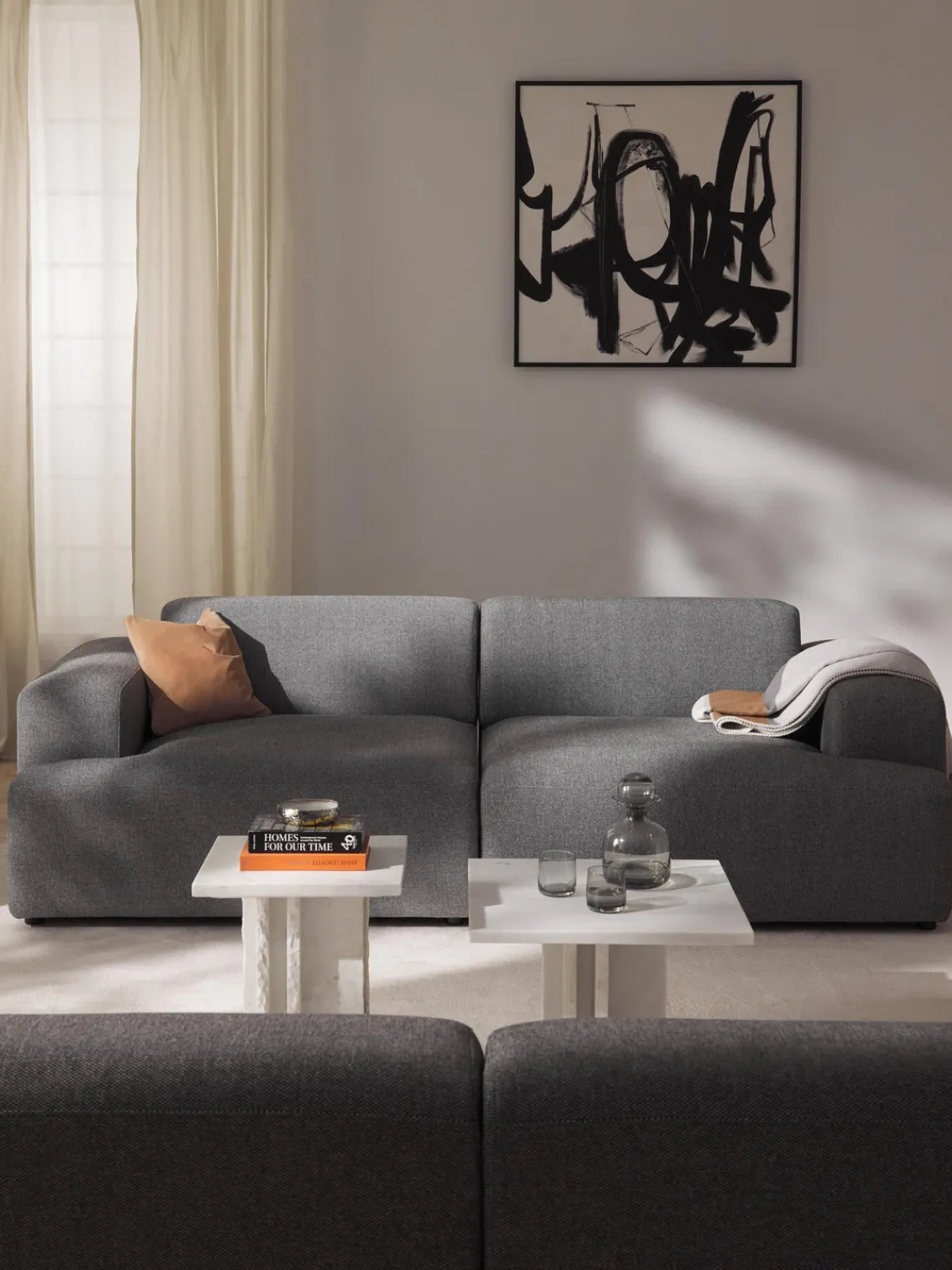 Sofás 3 Plazas|Sofás>Westwing Collection Sofá Melva (3 plazas) Tejido grueso gris oscuro