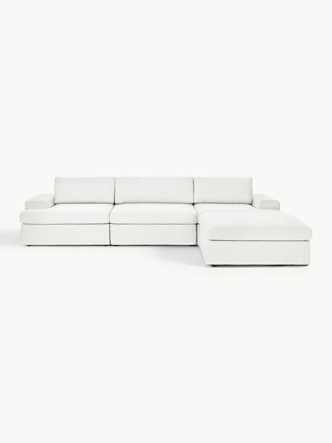 Sofás Rinconeras|Sofás>Westwing Collection Sofá modular con reposapiés izquierdo/derecho Russell (4 plazas), desenfundable Tejido blanco Off White jaspeado