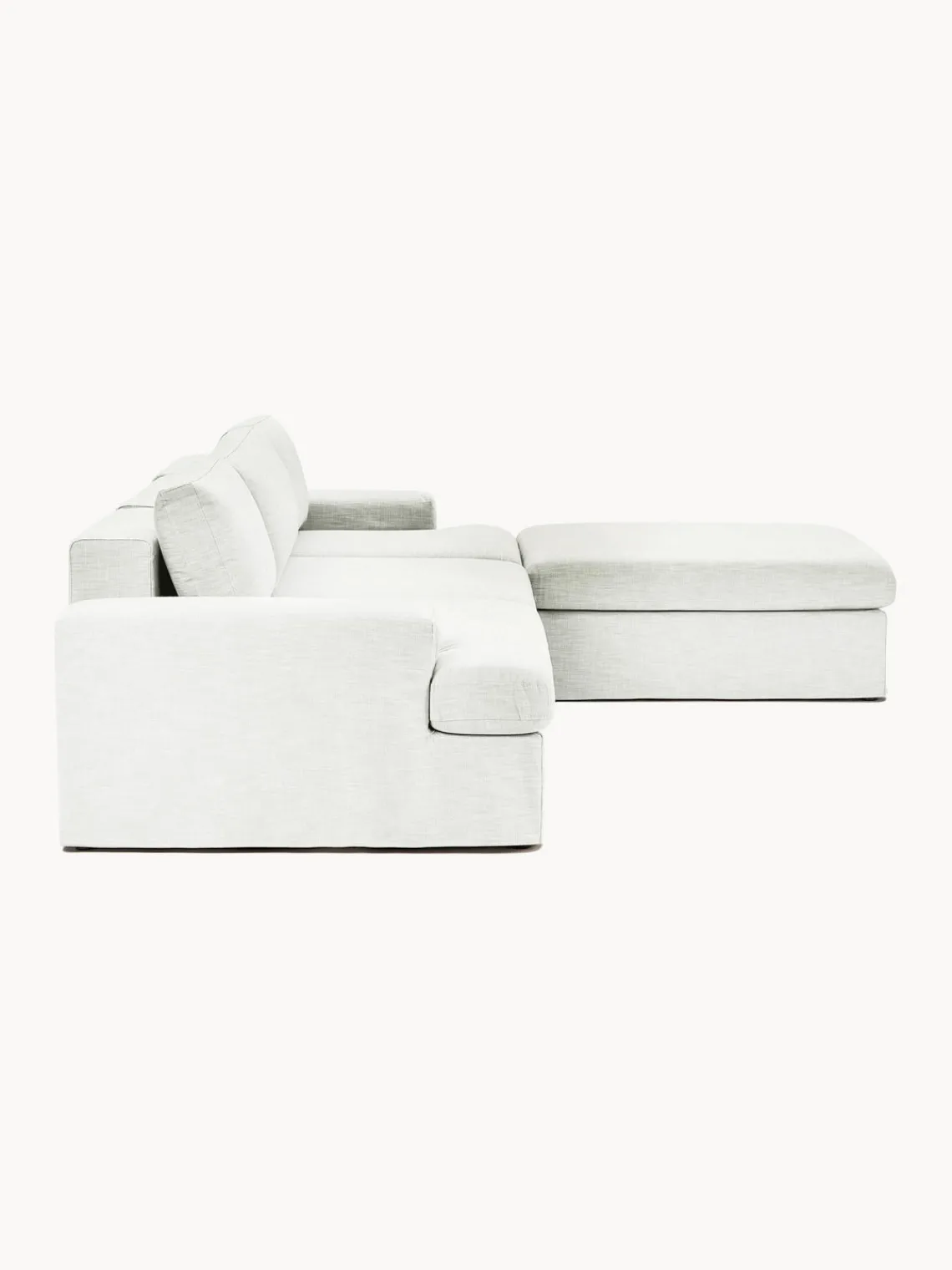 Sofás Rinconeras|Sofás>Westwing Collection Sofá modular con reposapiés izquierdo/derecho Russell (4 plazas), desenfundable Tejido blanco Off White jaspeado