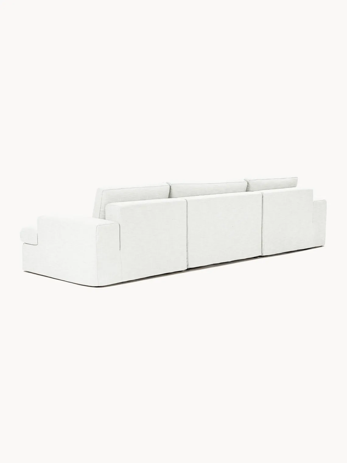 Sofás Rinconeras|Sofás>Westwing Collection Sofá modular con reposapiés izquierdo/derecho Russell (4 plazas), desenfundable Tejido blanco Off White jaspeado