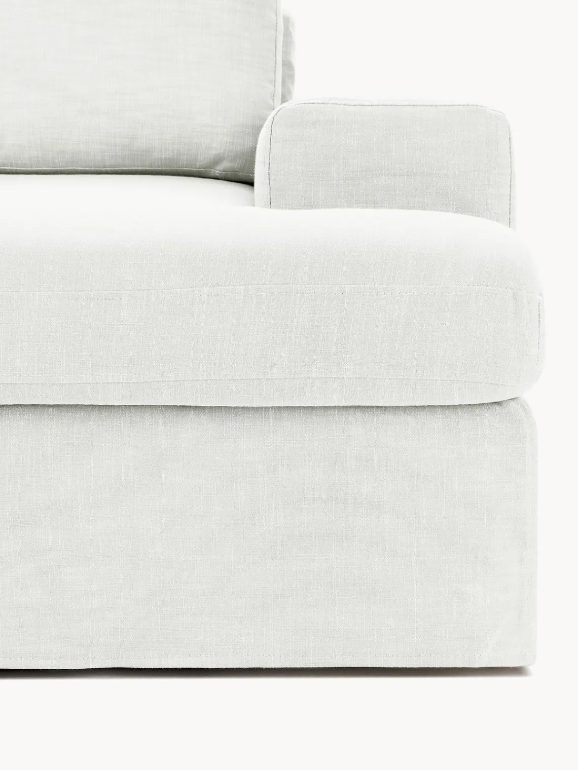 Sofás Rinconeras|Sofás>Westwing Collection Sofá modular con reposapiés izquierdo/derecho Russell (4 plazas), desenfundable Tejido blanco Off White jaspeado