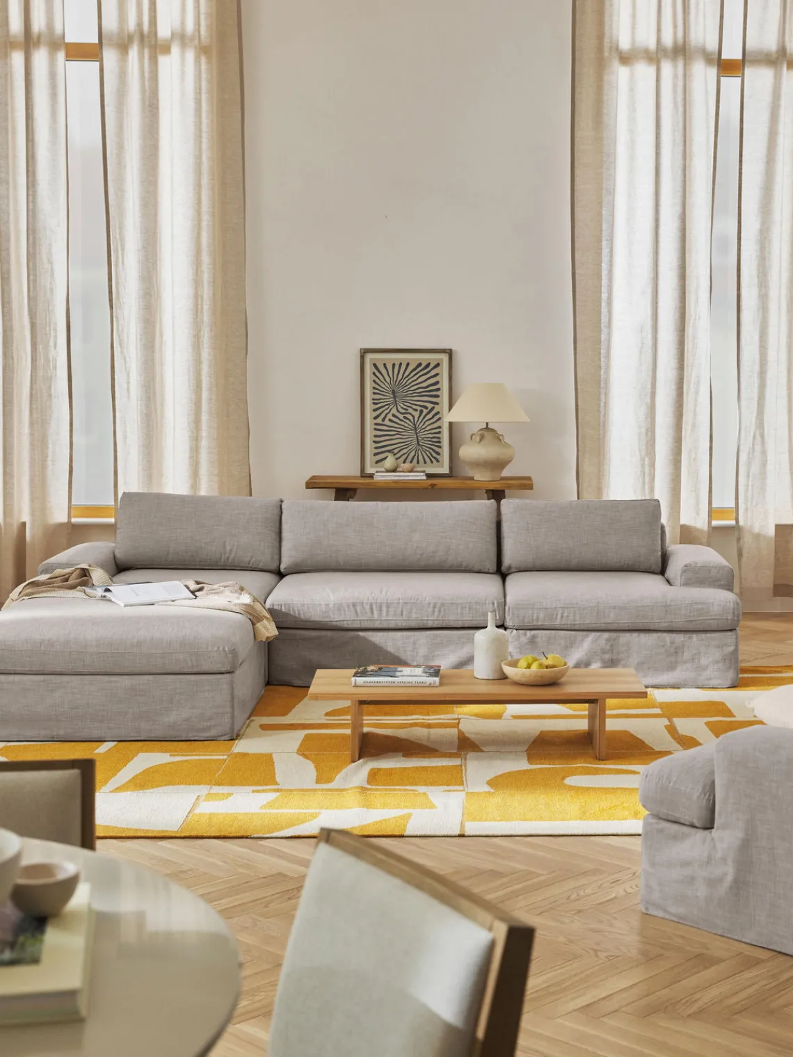 Hot Sofá modular con reposapiés izquierdo/derecho Russell (4 plazas), desenfundable Sofás Rinconeras|Sofás