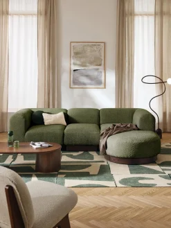 New Sofá modular con reposapiés de borreguillo bouclé Natalie (3 plazas) Sofás Rinconeras|Sofás