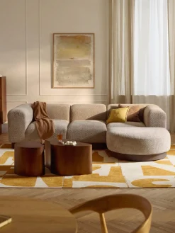 Outlet Sofá modular con reposapiés de borreguillo bouclé Natalie (3 plazas) Sofás Rinconeras|Sofás