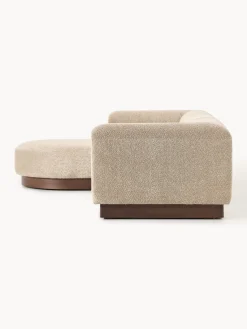 Outlet Sofá modular con reposapiés de borreguillo bouclé Natalie (3 plazas) Sofás Rinconeras|Sofás