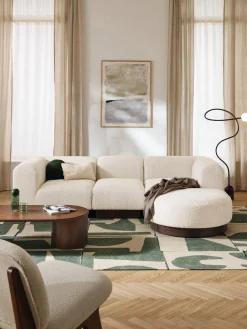 Sofá modular con reposapiés de borreguillo bouclé Natalie (3 plazas) Sofás Rinconeras|Sofás