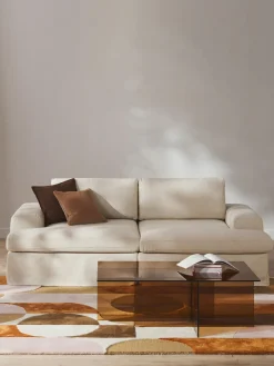 Sofás 3 Plazas|Sofás>Westwing Collection Sofá modular con tapizado desenfundable Russell (3 plazas) Tejido beige claro jaspeado