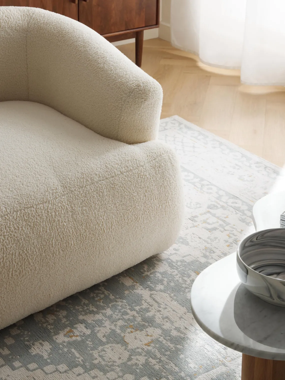 Sofás 3 Plazas|Sofás>Westwing Collection Sofá modular de borreguillo Sofia (3 plazas) Borreguillo blanco Off White